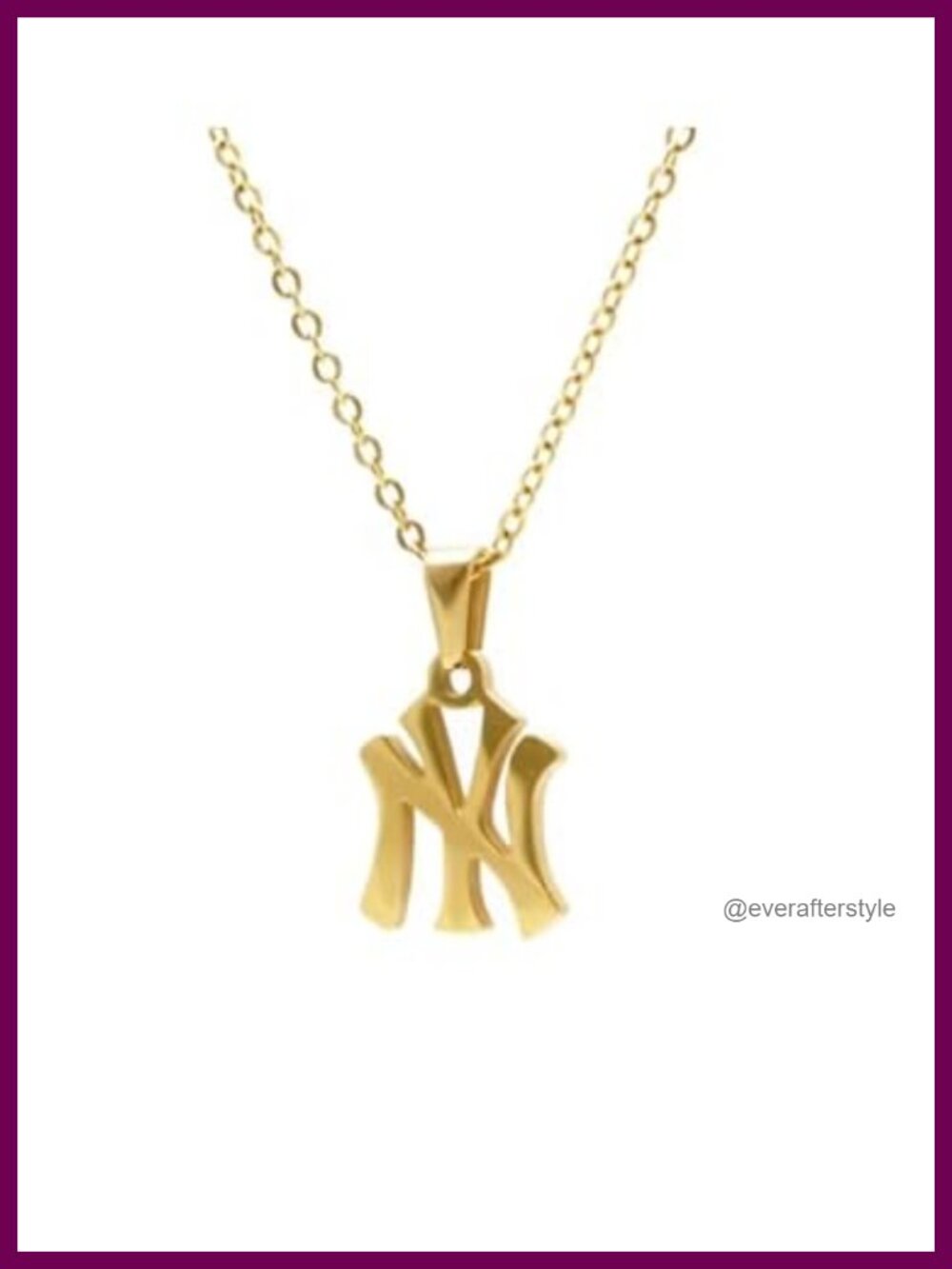 18K Gold Plated Stainless Steel New York Pendant Necklace Link Chain